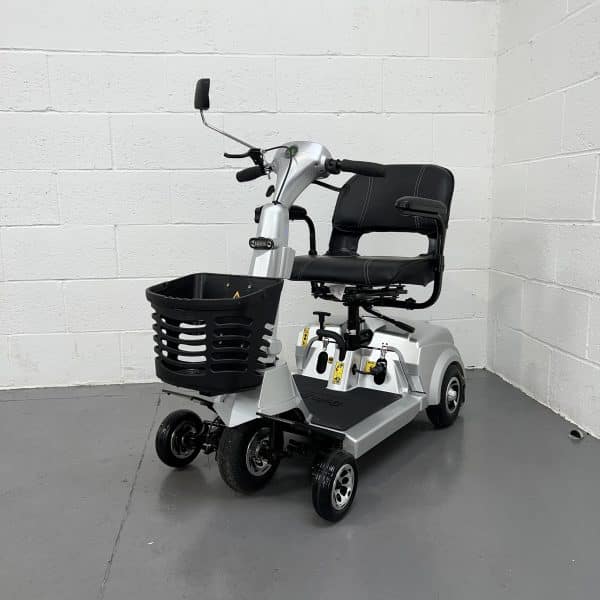 Mid Size Silver Mobility Scooter with 5 Wheels